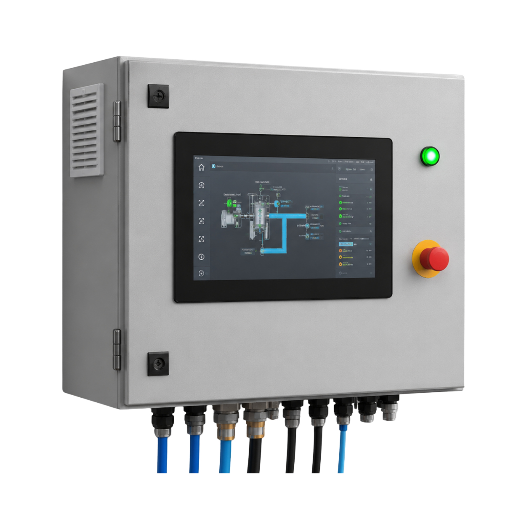 Industrial compressed air system controller and monitoring panel