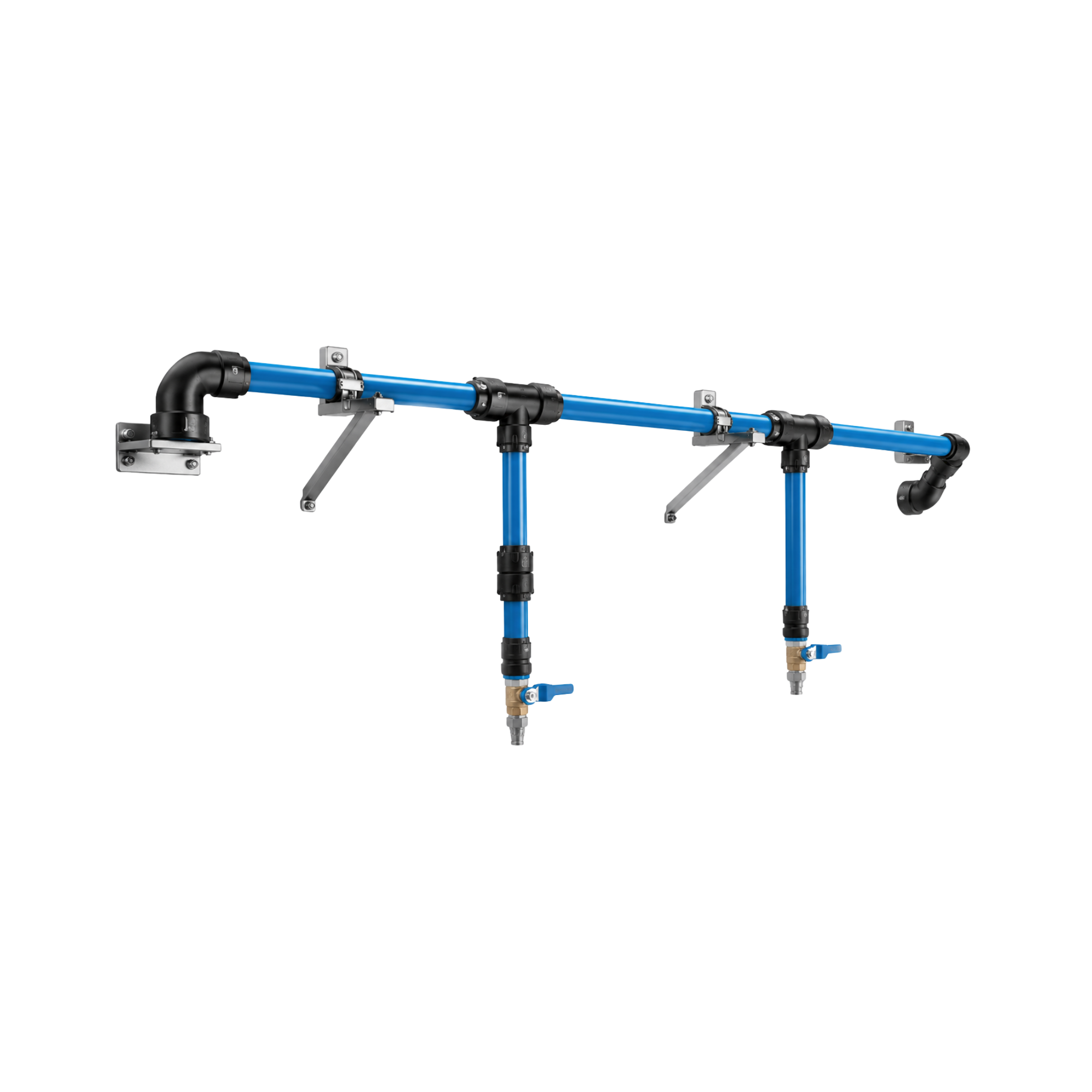 Blue modular compressed air piping system